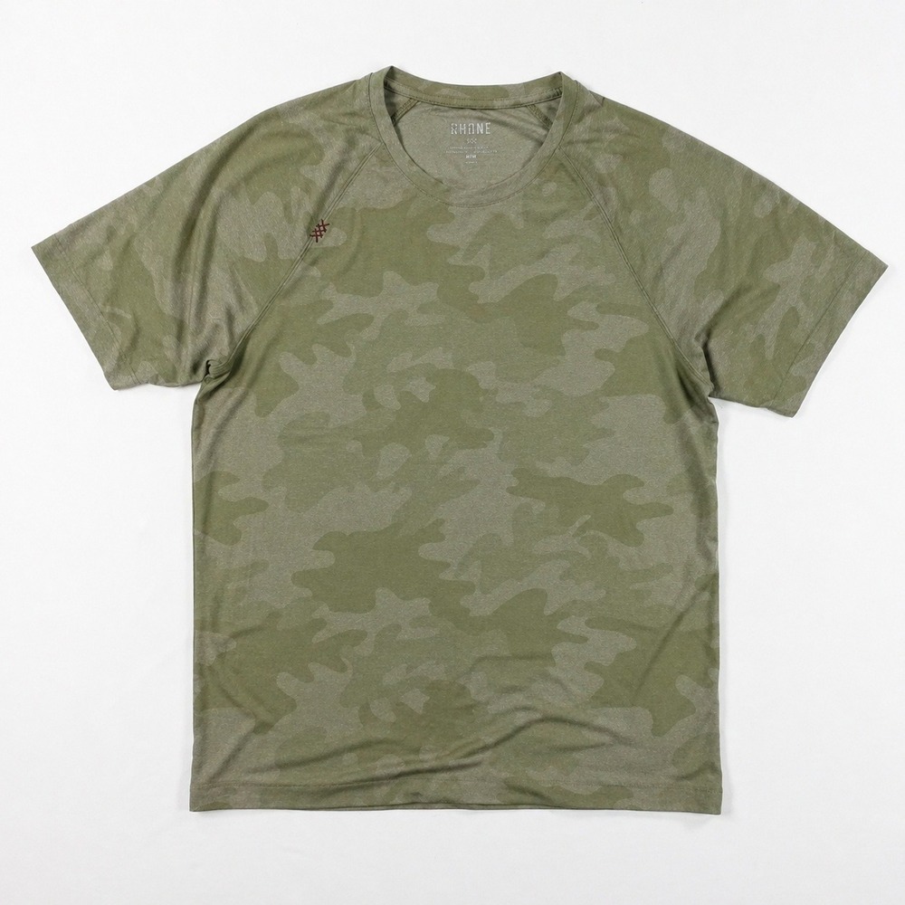 Rhone Reign T-Shirt Men's Medium Short Sleeve Camo Performance Gym Green